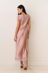 Taylis Satin Lace Maxi Dress - PINK NUDE