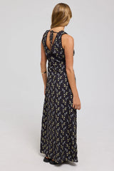 Luck & Trouble Midnight Meadows Lace Midi Dress Yellow Floral