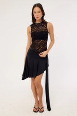 Lioness Hamptons Lace Tank Top Onyx