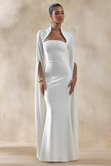 Esme | White Square-Neck Maxi Dress With Cape Sleeves