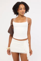 Luck & Trouble Soho Polka Mesh Mini Skirt White
