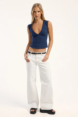 Motel Emberly Plunge Top Navy