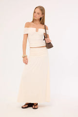 Luck & Trouble Millie Mesh Maxi Skirt Off White