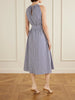 Belted striped embroidered cotton-poplin halterneck midi dress
