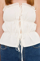 Luck & Trouble Ariel Gathered Top White