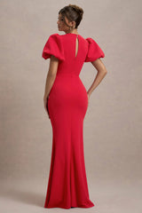 Love Letters | Red Puff-Sleeve Maxi Dress