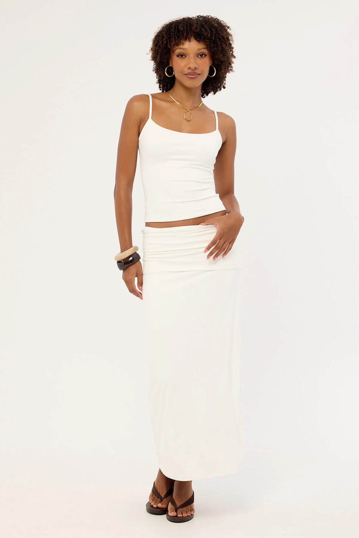 Luck & Trouble Pia Jersey Maxi Skirt White