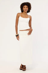 Luck & Trouble Pia Jersey Maxi Skirt White