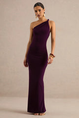 Indalie | Plum Twisted Asymmetric-Neck Maxi Dress