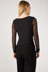 Perfect Stranger Diane Ruched Long Sleeve Top Charcoal