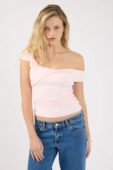 Perfect Stranger Perla One Shoulder Draped Top Pink
