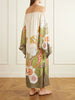 Goddess printed off-the-shoulder silk-twill midi dress