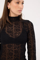 Sndys The Label Rhea Lace Top Black