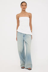 Perfect Stranger Menorca Strapless Asymmetrical Top White