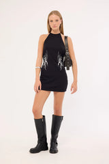 Neovision Ashborne Open Back Mini Dress Washed Black