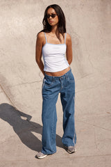 Rusty Carmelo Contrast Cami Top Retro Blue &amp; White