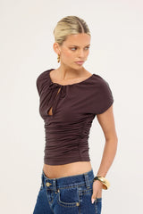 Perfect Stranger Adoria Keyhole Jersey Top Plum