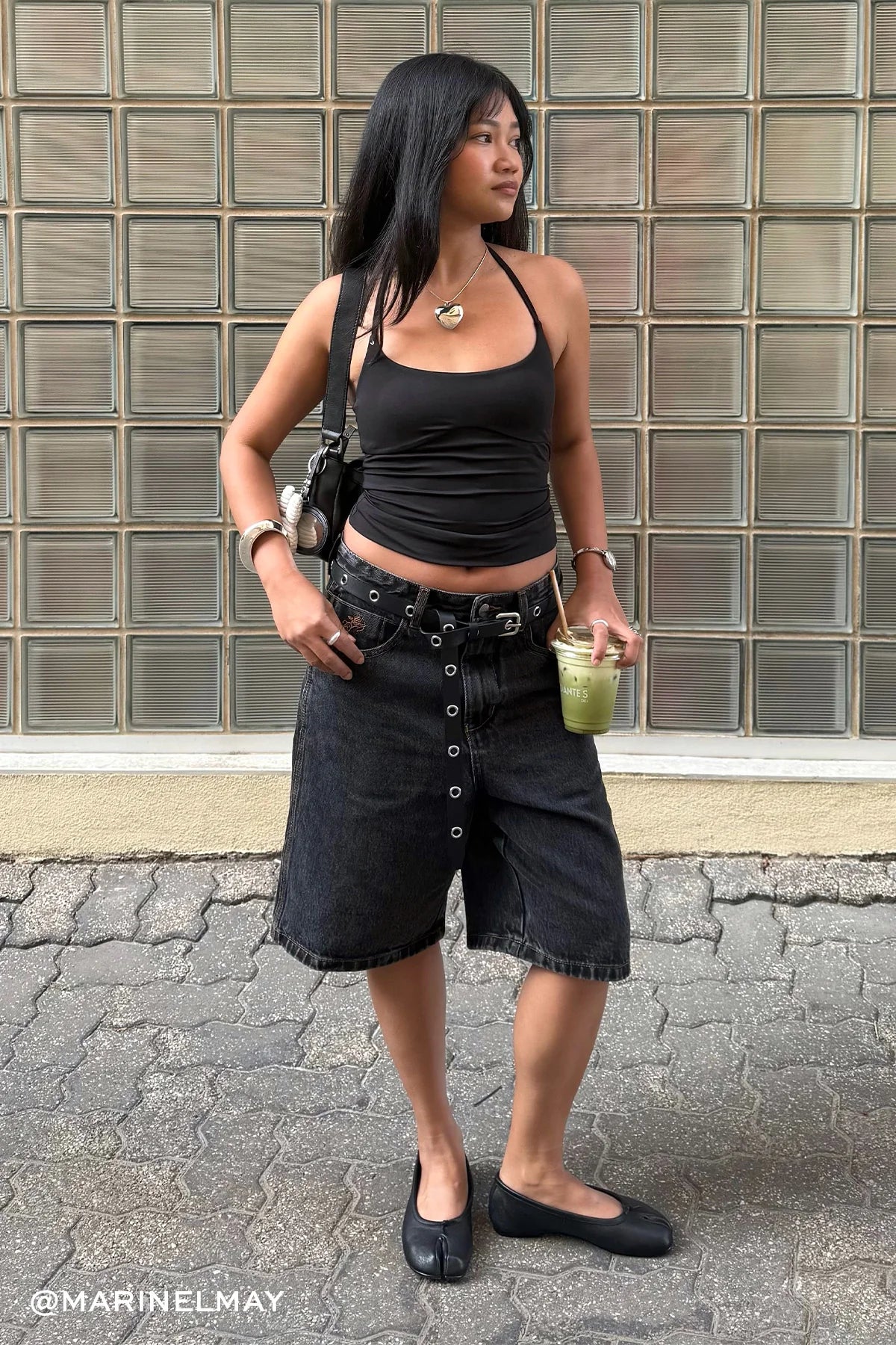 L&t Halter Tie Recycled Tank Top Black