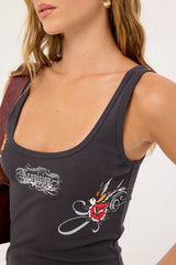 Neovision Inked Singlet Tank Top Washed Black