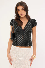 Motel Ilias Corset Top Basic Polka Black
