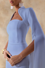 Esme | Light Blue Square-Neck Maxi Dress With Cape Sleeves