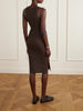 Embellished ribbed stretch-cotton midi dress