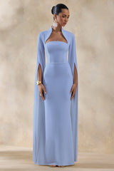 Esme | Light Blue Square-Neck Maxi Dress With Cape Sleeves