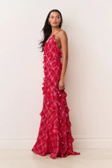 Ellietta Tartan Ruffle Maxi Dress