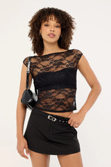 Motel Nova Unlined Lace Top Black