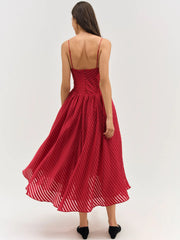 Satin Burnout Stripe Midi Dress
