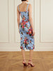 Floral-print satin bustier midi dress