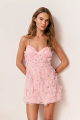 Ambessa Embellished Organza Mini Dress - POWDER PINK