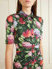 Floral-print ruched jersey midi dress