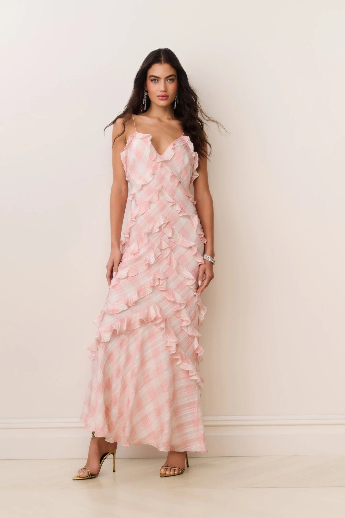 Ellietta Tartan Ruffle Maxi Dress - NEAPOLITAN