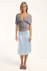 Motel Vernia Plunge Batwing Top Grey
