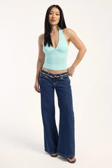 L&t Recycled Sylvia Halter Top Aqua