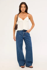Luck & Trouble Coco Polka Cami Top White