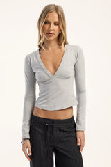 Motel Emsey Long Sleeve Top Grey Marle