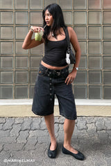 L&t Halter Tie Recycled Tank Top Black