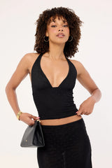Luck & Trouble Bowie Polka Halter Top Black