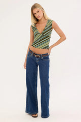 Motel Emberly Top Mixed Stripe Green