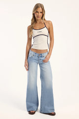 Rusty Maneater Fitted Halter Top Egret