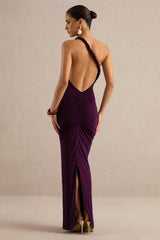 Indalie | Plum Twisted Asymmetric-Neck Maxi Dress