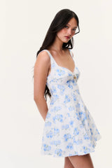 Nabi Linen Floral Mini Dress - BLUE MARINA