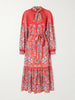Floral-print chiffon midi dress