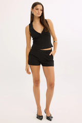 Perfect Stranger Luca V Neck Sleeveless Vest Top Black