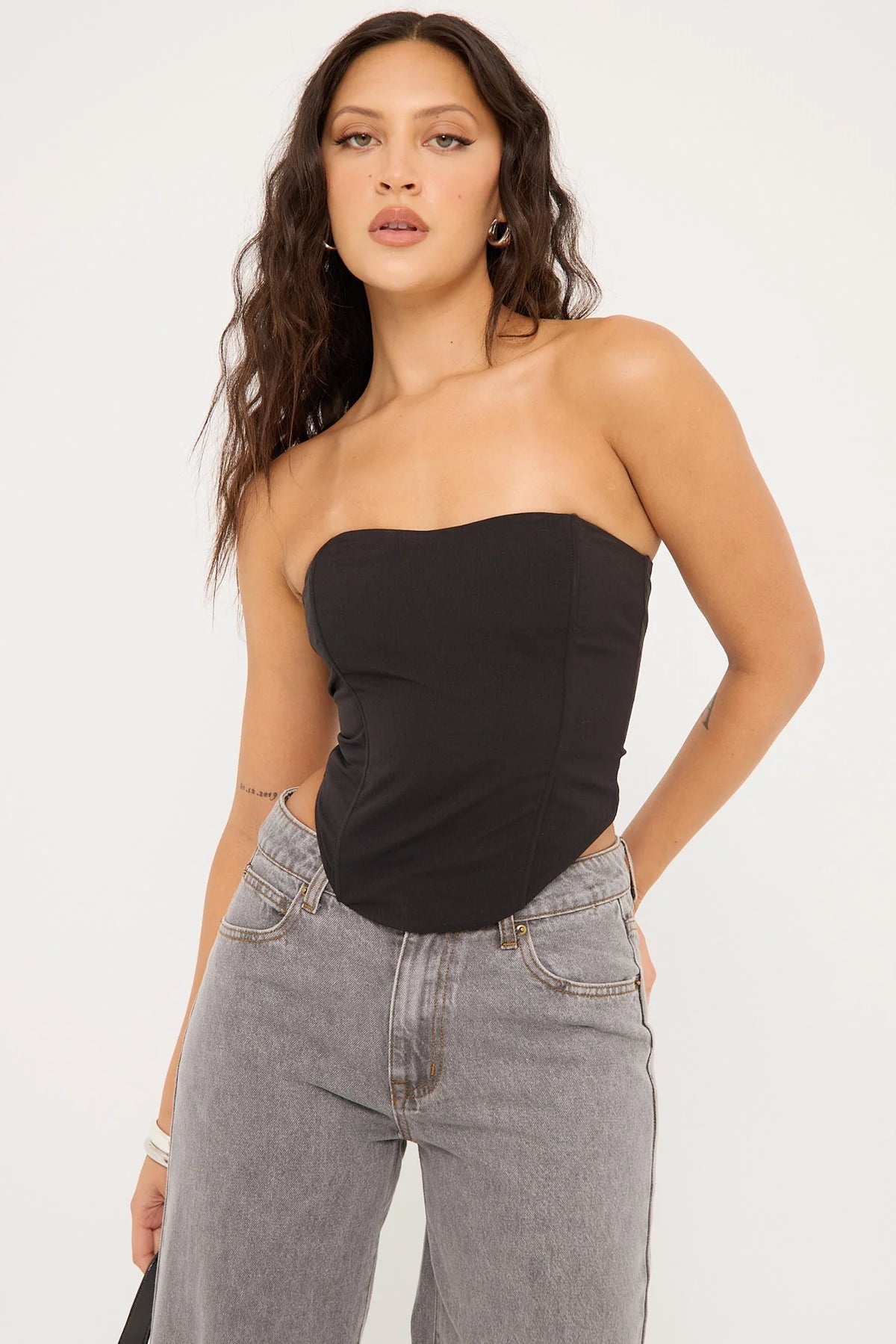 Luck & Trouble Quinn Strapless Corset Top Black