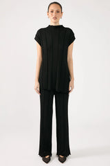 Perfect Stranger Cassava Rib Knit Top Black