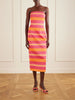 Manolo Blahnik Leila striped taffeta-faille midi dress