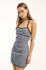 Luck & Trouble Parker Check Mini Dress Blue Check